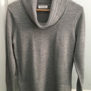 🤍 Calvin Klein Gray Cowl Neck Sweater Sz M